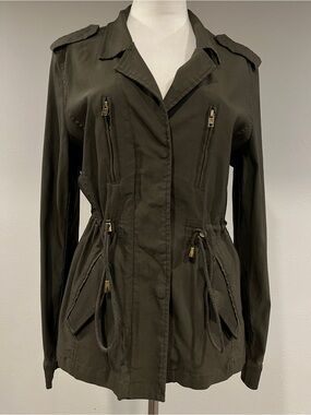 Eden Society Olive cargo utility Drawstring Waist Utility Jacket size L/XL